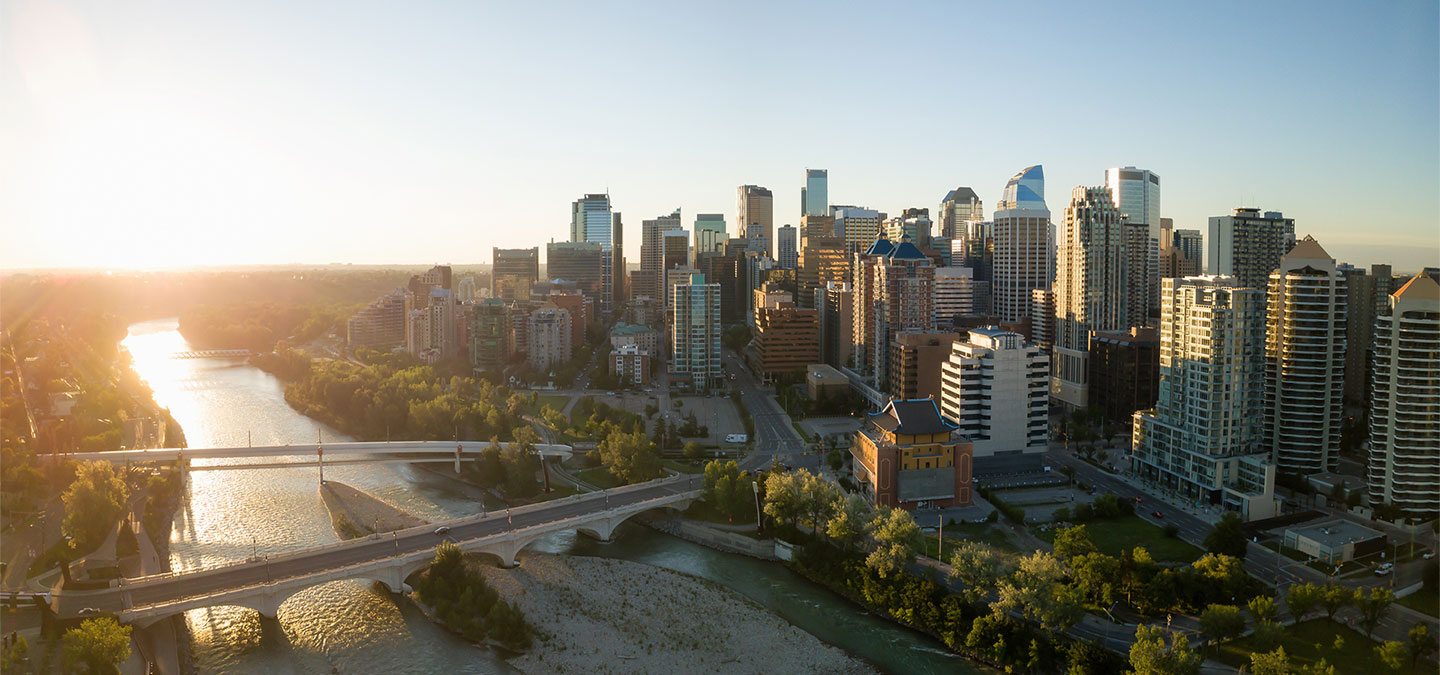 aerial view of downtown calgary